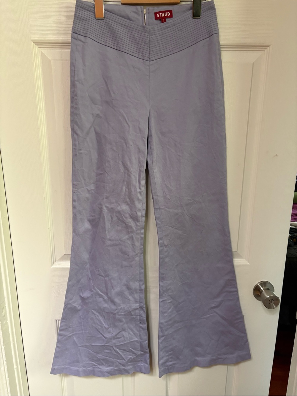STAUD Lavender High-Waist Flared Trousers